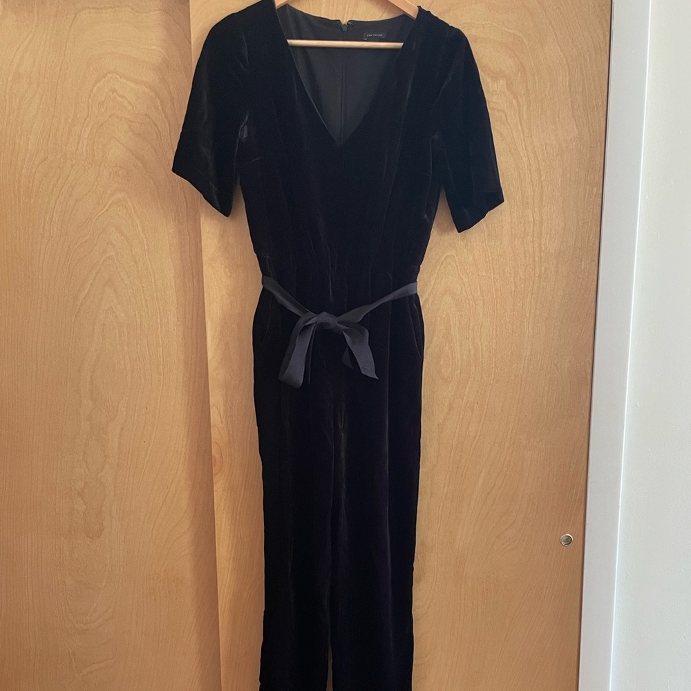 Ann Taylor Black Velvet Jumpsuit